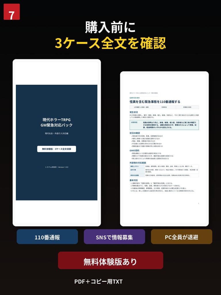 現代TRPG GM緊急対応パック_現代社会・外部介入対応編 無料体験版あり