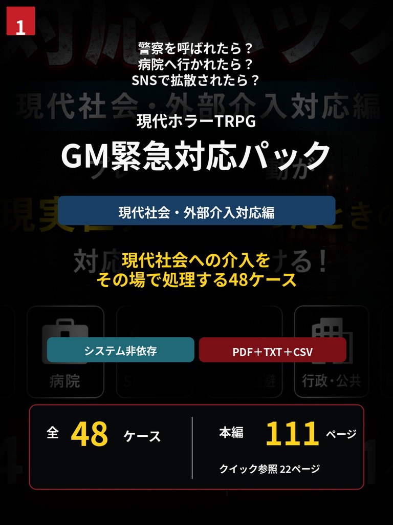 現代TRPG GM緊急対応パック_現代社会・外部介入対応編 無料体験版あり