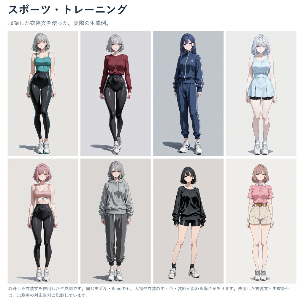 スポーツ・トレーニングウェアワイルドカード|型・色・装飾差分 カテゴリ選択して自動で呼び出すHTML付き