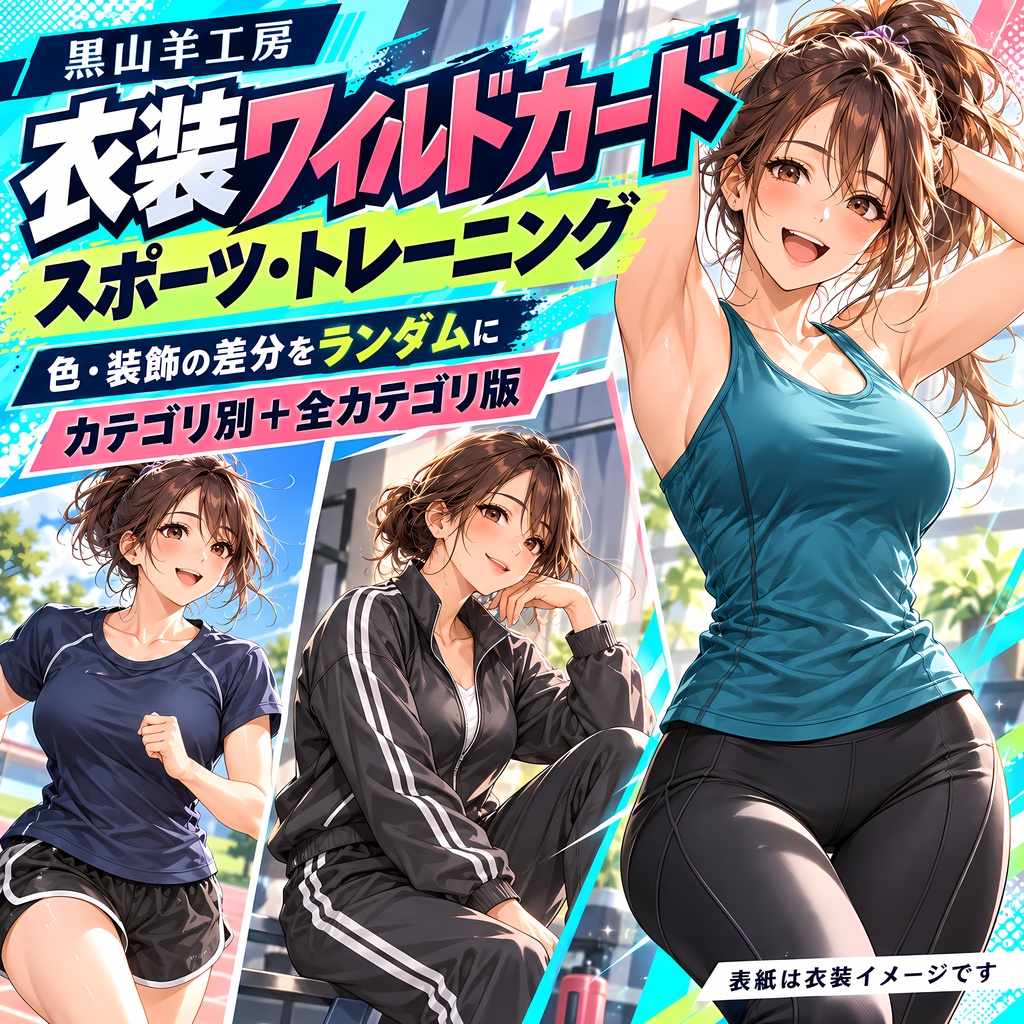 スポーツ・トレーニングウェアワイルドカード｜型・色・装飾差分　カテゴリ選択して自動で呼び出すHTML付き