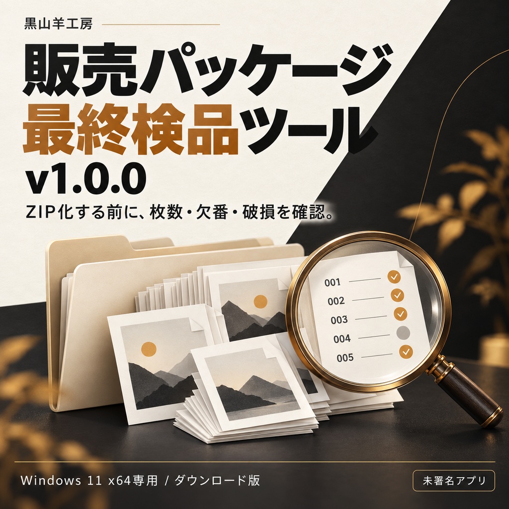 イラストや漫画　画像販売パッケージ最終検品ツール v1.0.0