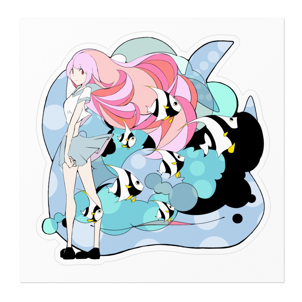 夏ガール オリジナルステッカー 白