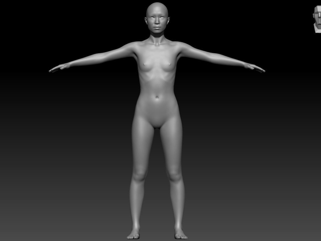女性　素体　ベースメッシュ　3Dモデル