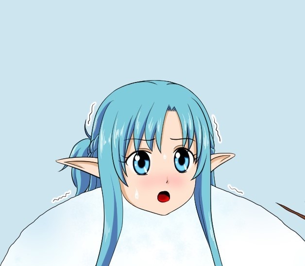 リクエスト絵 雪ダルマアスナとユウキ