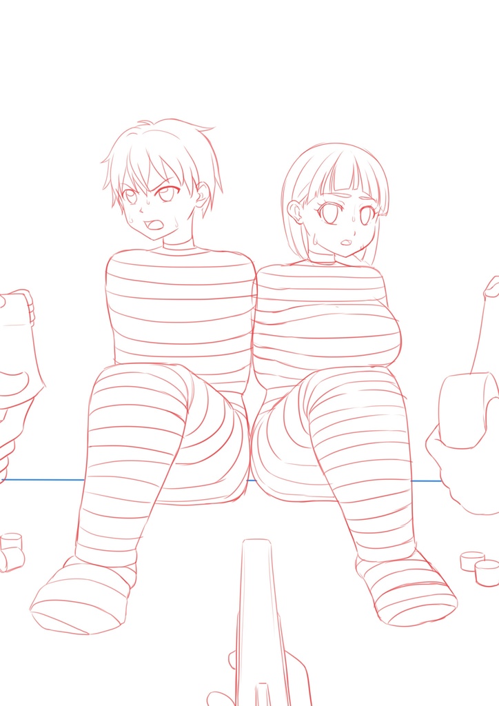 リクエスト絵 拘束される桐ヶ谷和人と桐ヶ谷直葉