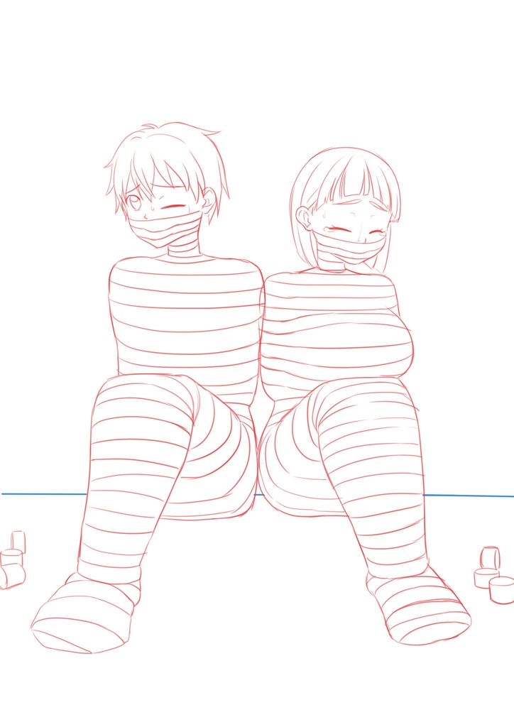 リクエスト絵 拘束される桐ヶ谷和人と桐ヶ谷直葉