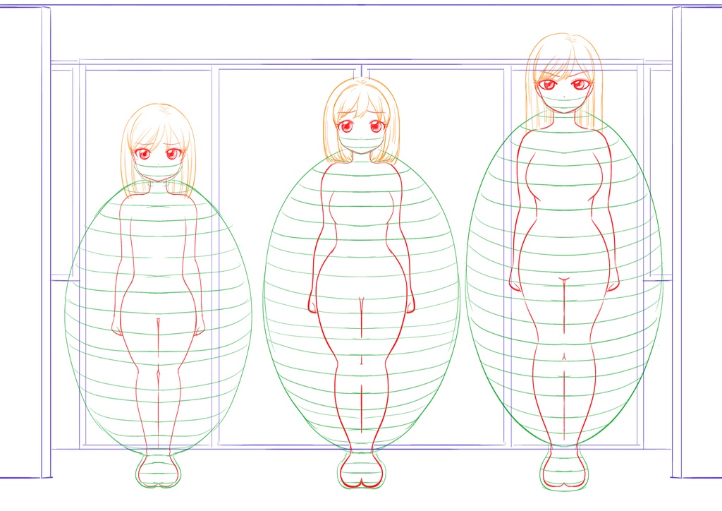 リクエストイラスト マミフィケーション・蝋固め・拘束など