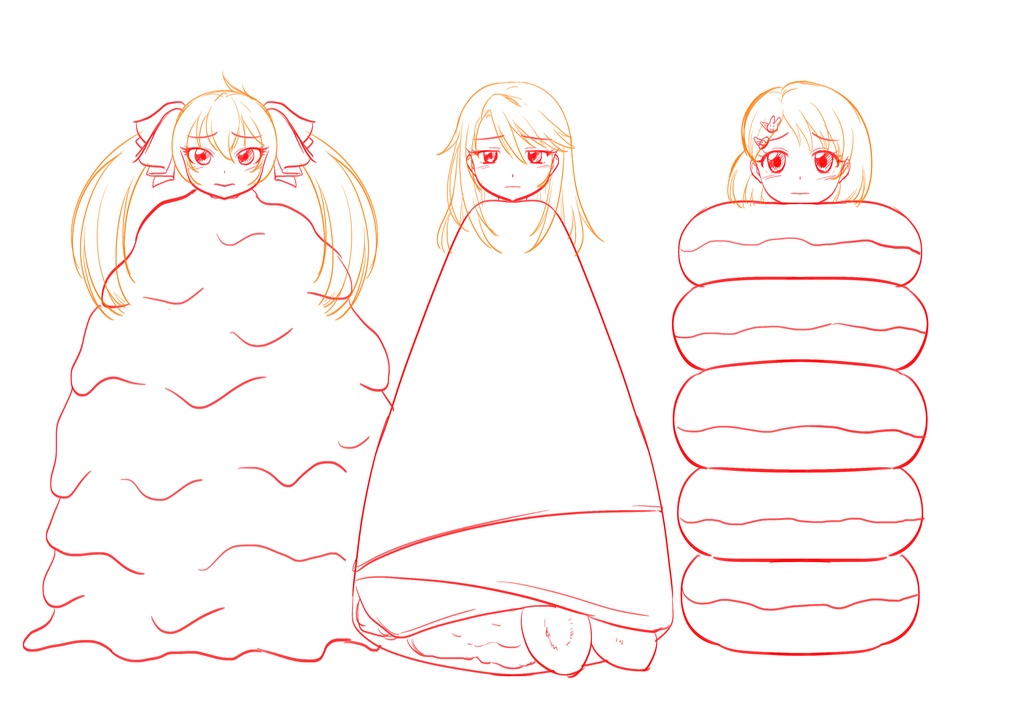 リクエストイラスト マミフィケーション・蝋固め・拘束など