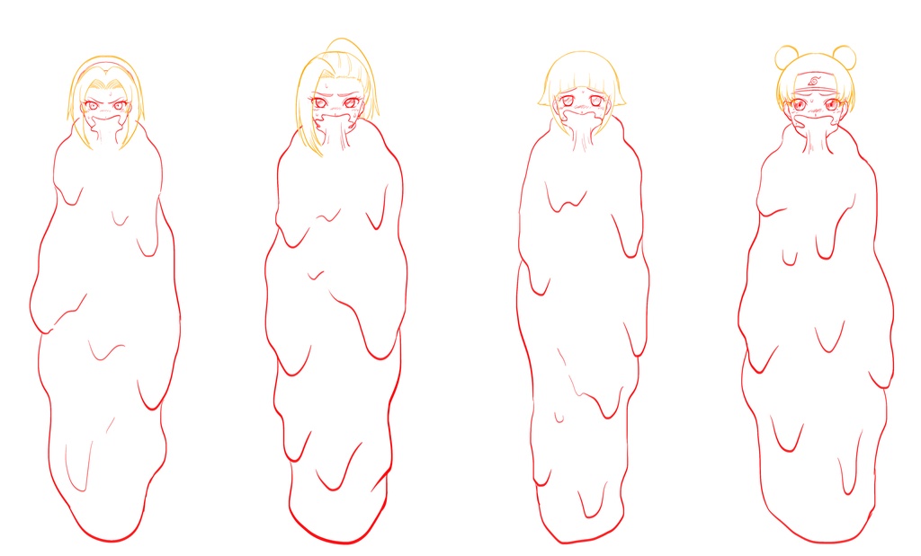 リクエストイラスト マミフィケーション・蝋固め・拘束など