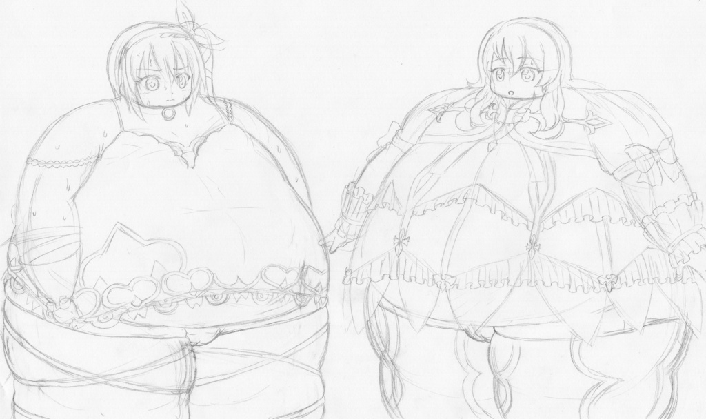 リクエスト絵　エドナとエリーゼの肥満化