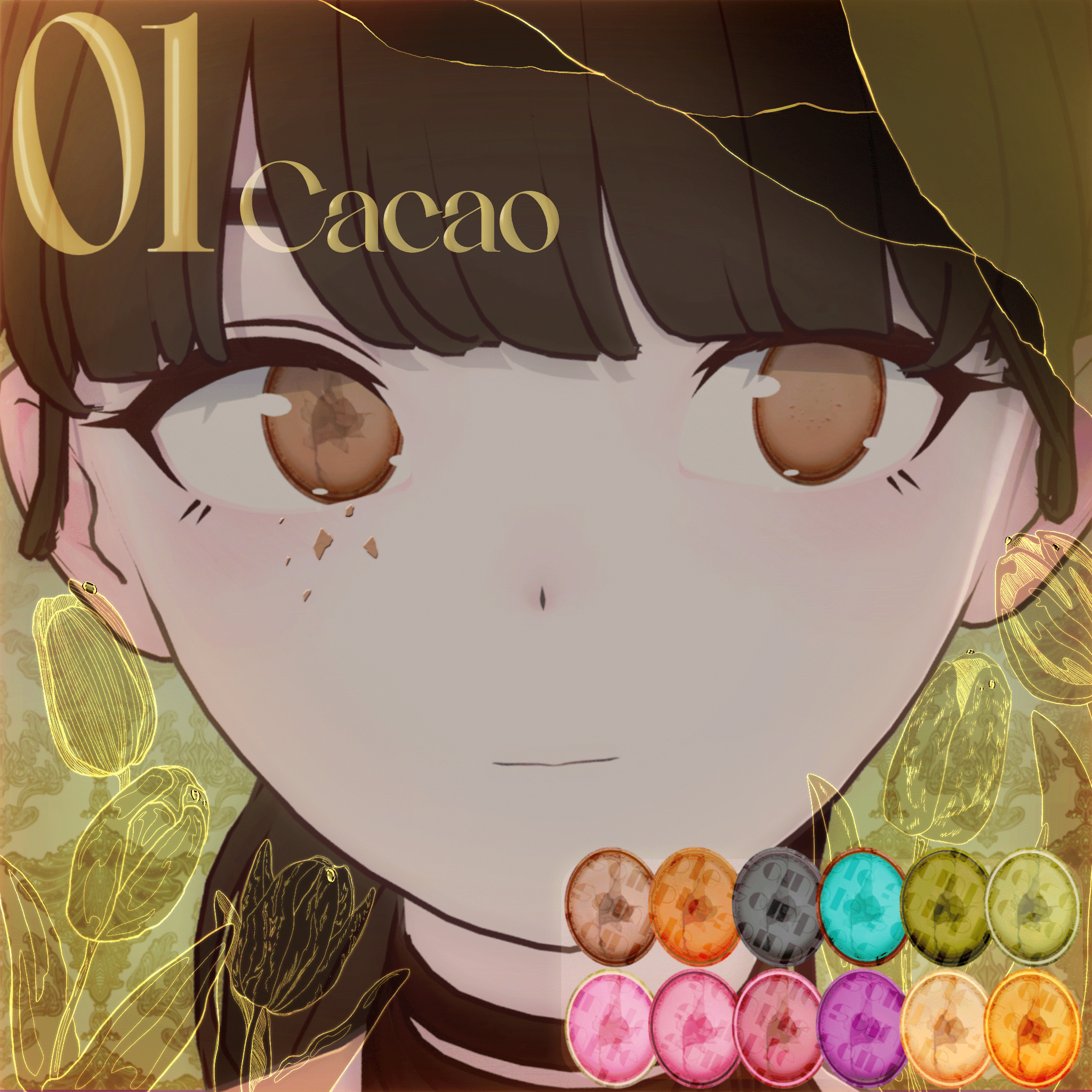 12colors+face texture【複数アバター対応】Cracked macarons eye texture