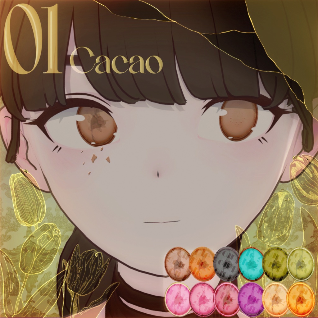 12colors+face texture【複数アバター対応】Cracked macarons eye texture