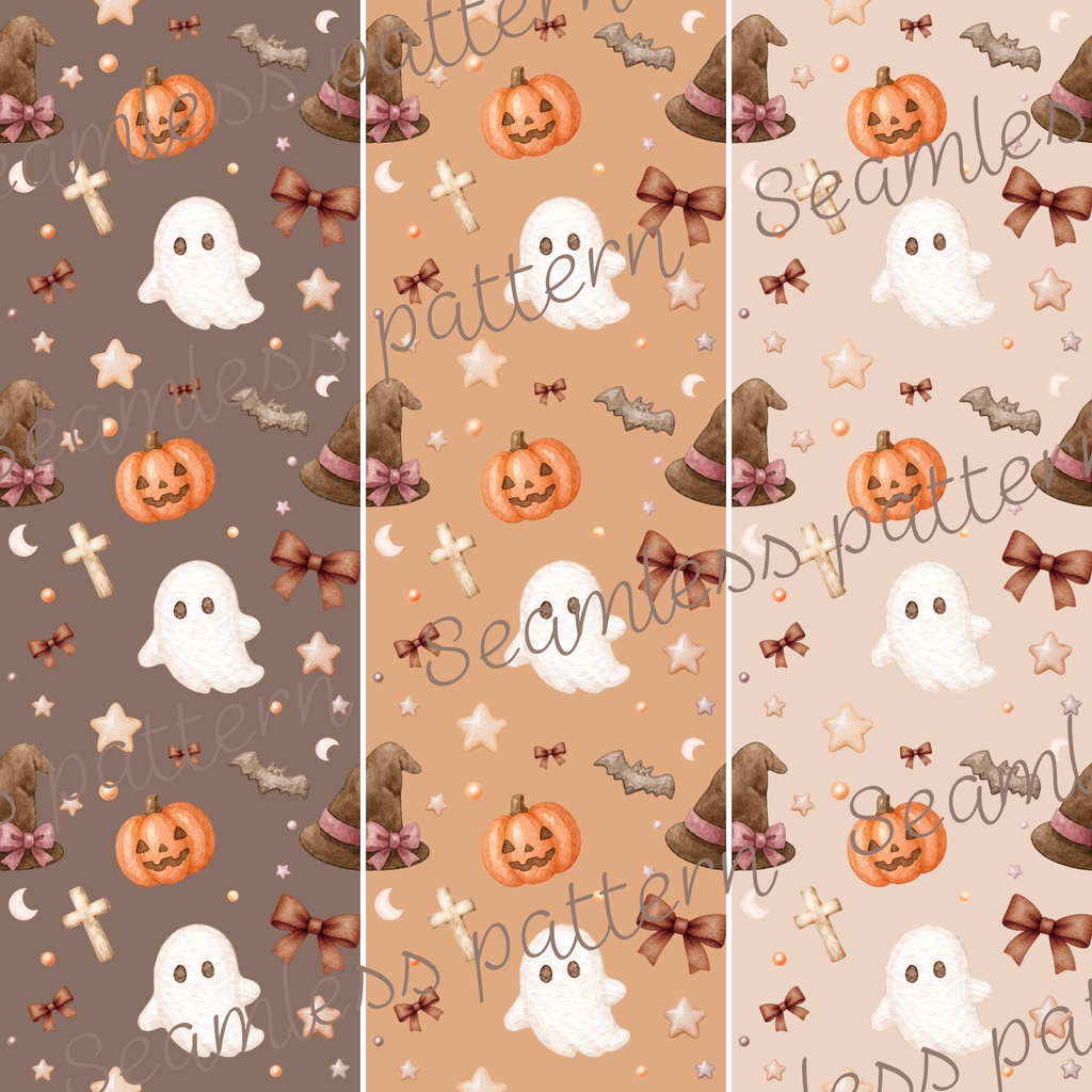 Halloween Watercolor Pattern|ハロウィン水彩パターン素材おかし②
