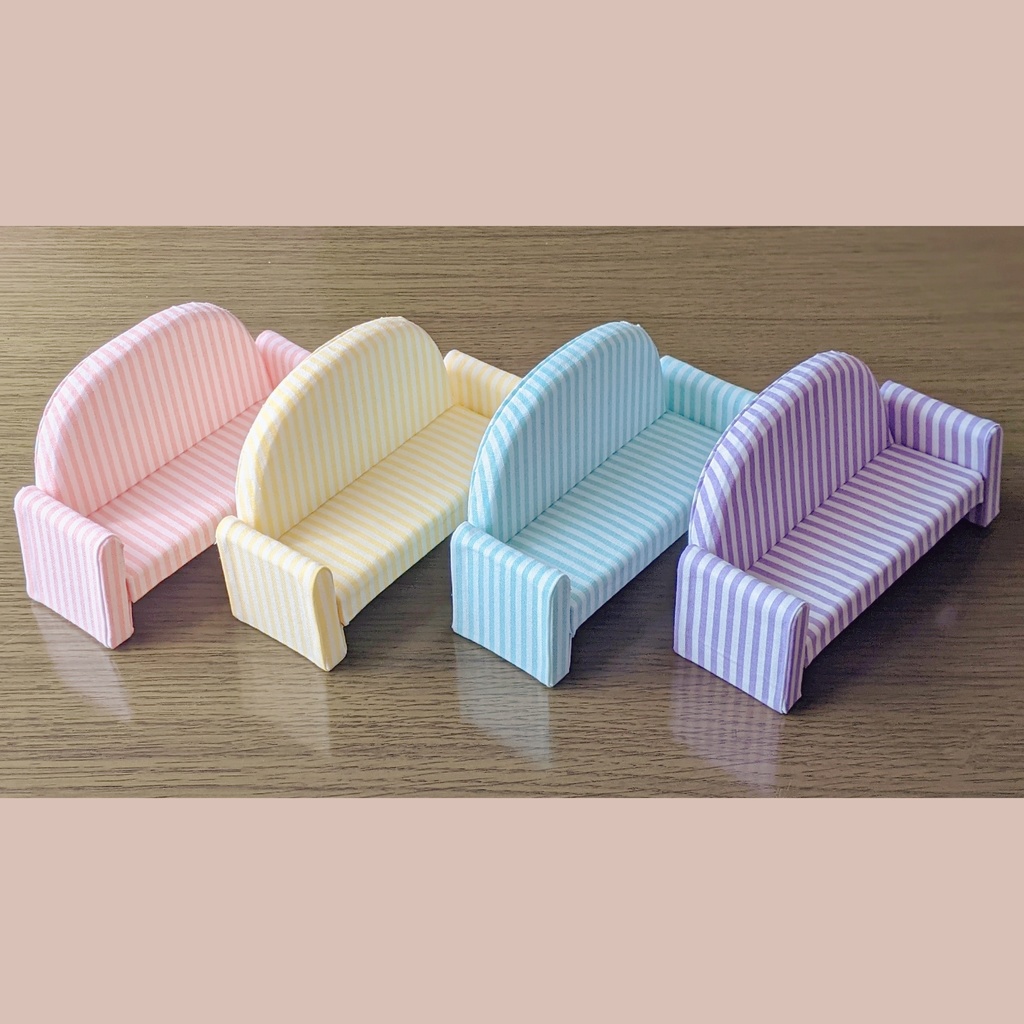 【10-11cm/オビツ11 size】マカロンカラーのころんとソファ