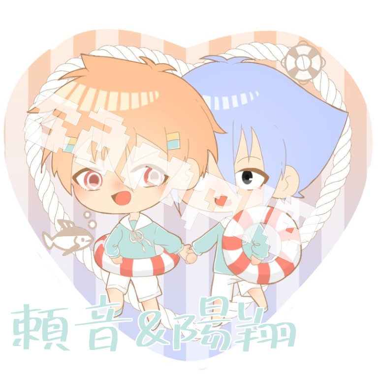 水平服の夏 ハート缶バッジ