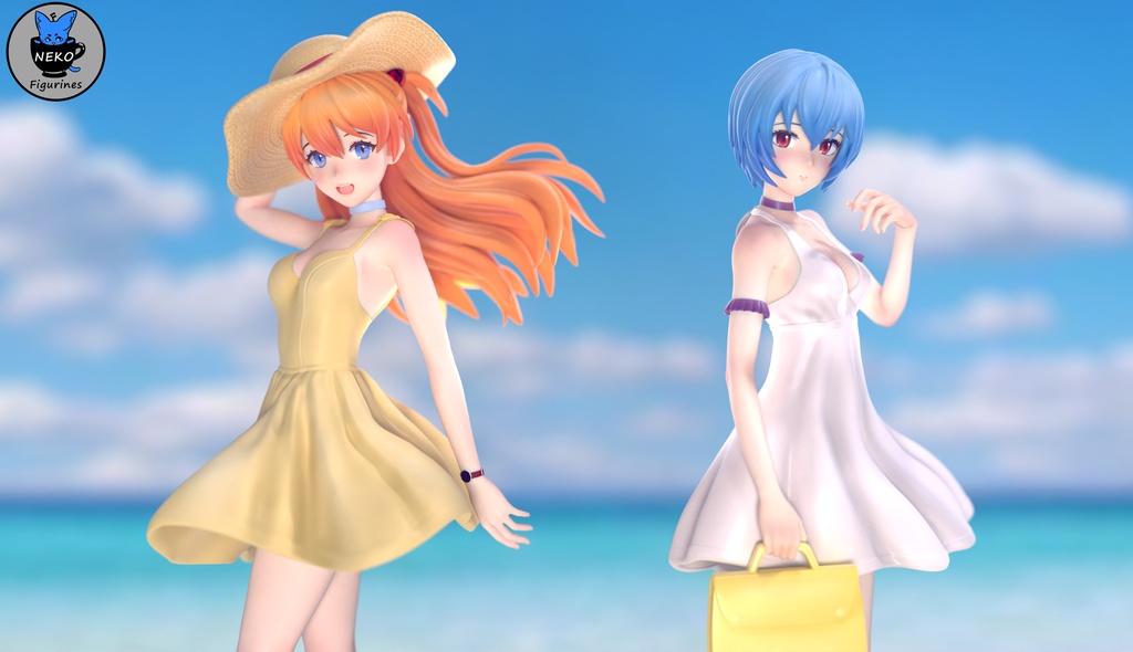 Asuka/Rei サマードレス  新世紀エヴァンゲリオン (3Dプリント用STLデータ)