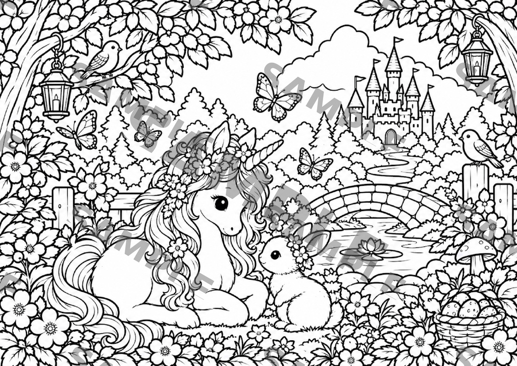 森の仲間たち 癒しのメルヘン塗り絵 (10枚セット 大人の塗り絵 A4 PDF)