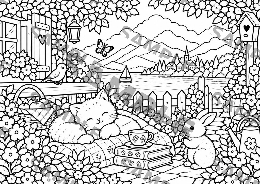 森の仲間たち 癒しのメルヘン塗り絵 (10枚セット 大人の塗り絵 A4 PDF)