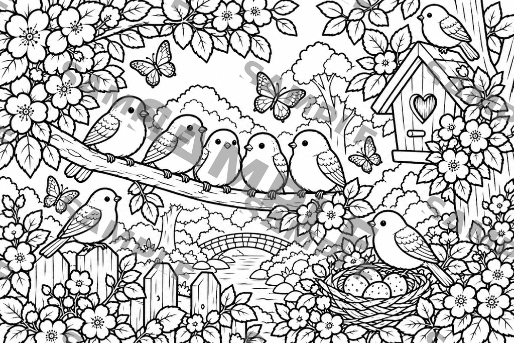 森の仲間たち 癒しのメルヘン塗り絵 (10枚セット 大人の塗り絵 A4 PDF)