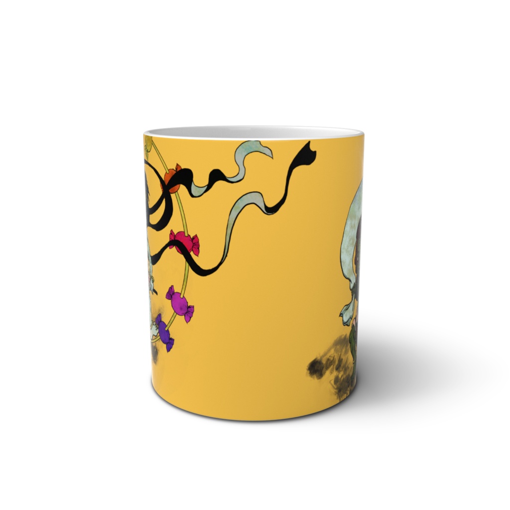 しほりとのりよの風神雷神マグカップ たまご色