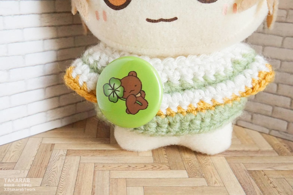 ぬいぐるみ用缶バッチ　うさぎとくま