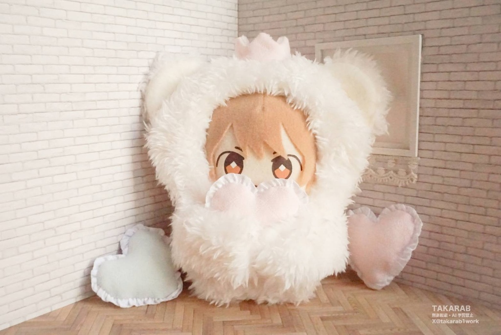 王冠くま+ハートクッション(10cm~11cm)