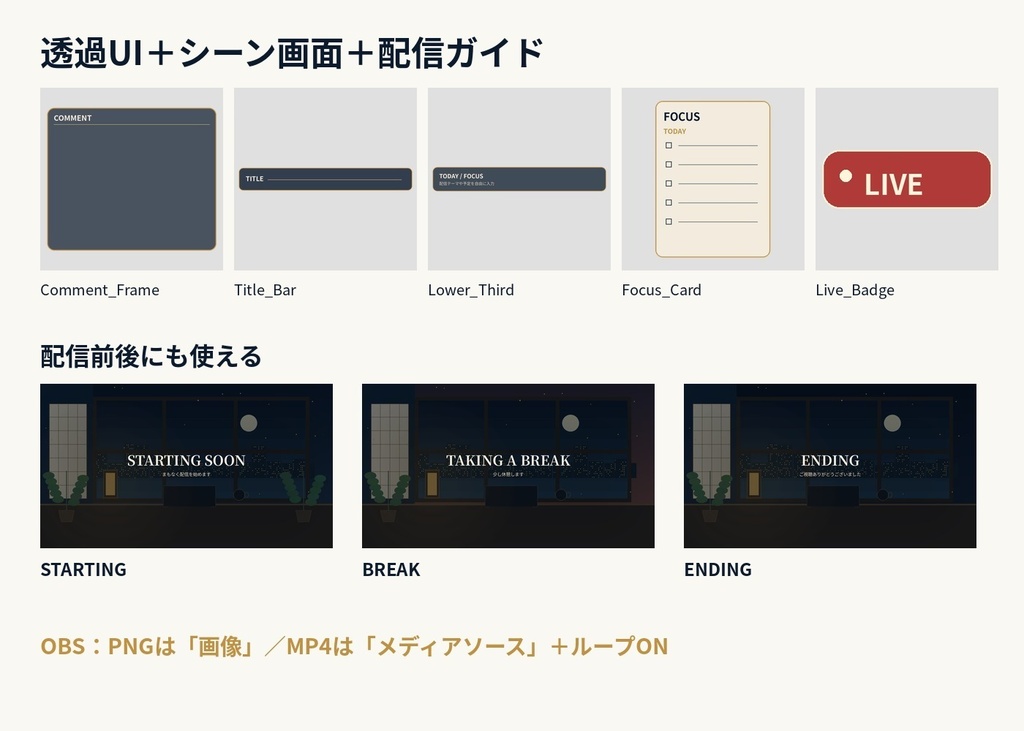 HODOYO Focus Live Kit Vol.2|横16:9+縦9:16+Motion|作業・雑談・勉強配信用