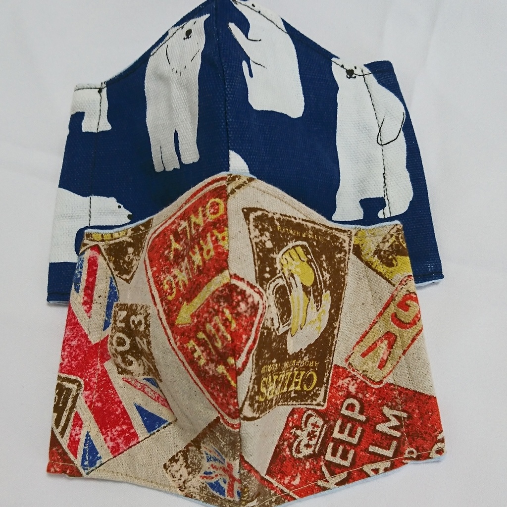 ハンドメイドマスク B品シロクマとイギリス柄