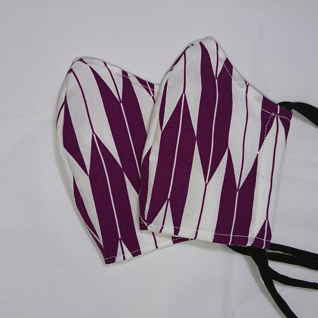 ハンドメイドマスク 和柄 矢絣柄紫