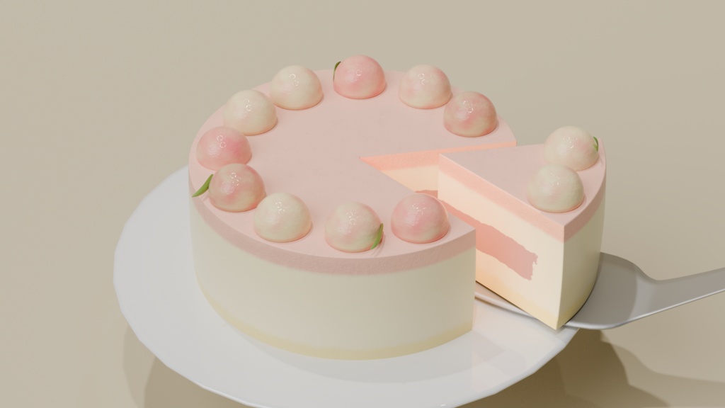 🍰モモケーキ3Dモデル🍰