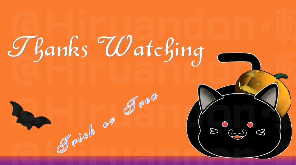 配信待機 アニメーション 画面  ハロウィン 黒猫