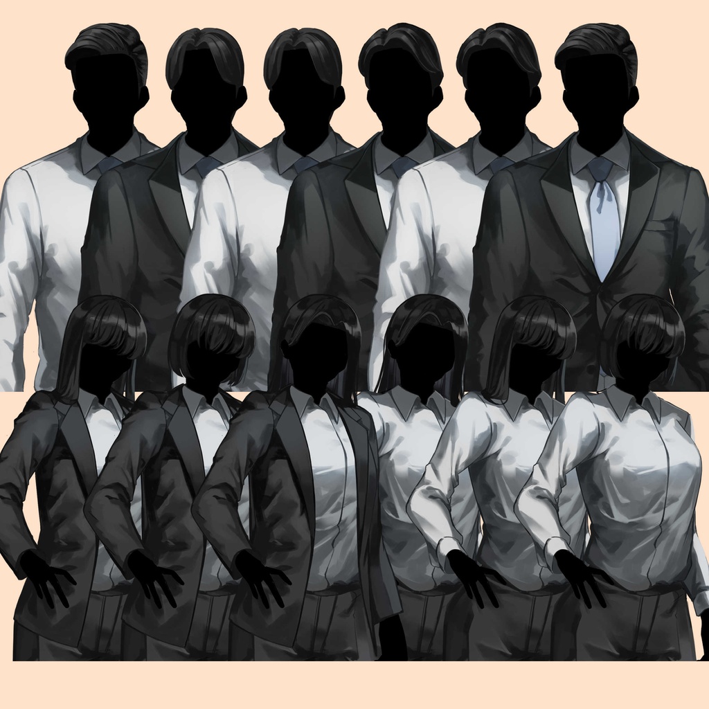 モブNPC素材【スーツの男女】