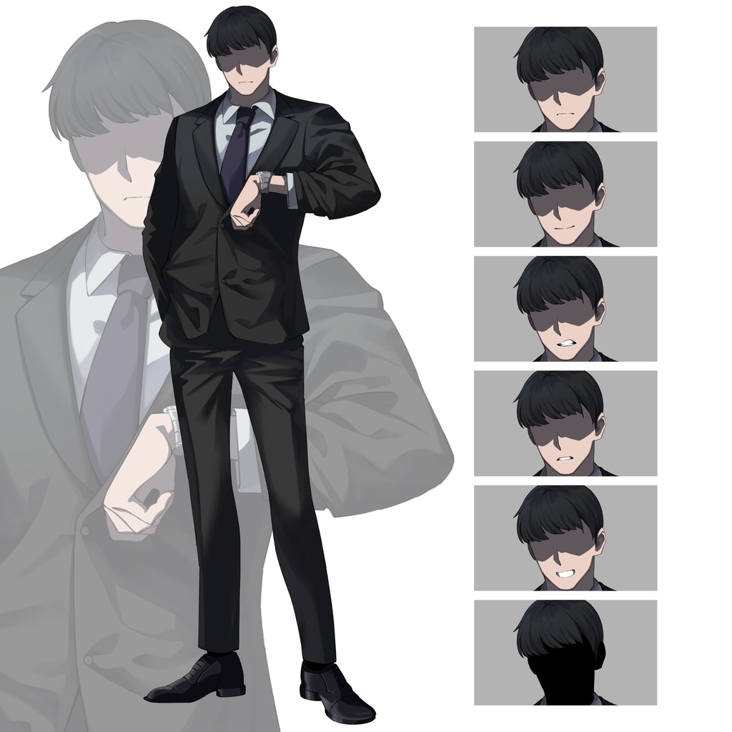 TRPG　モブ立ち絵「スーツの男女」　PSDデータ