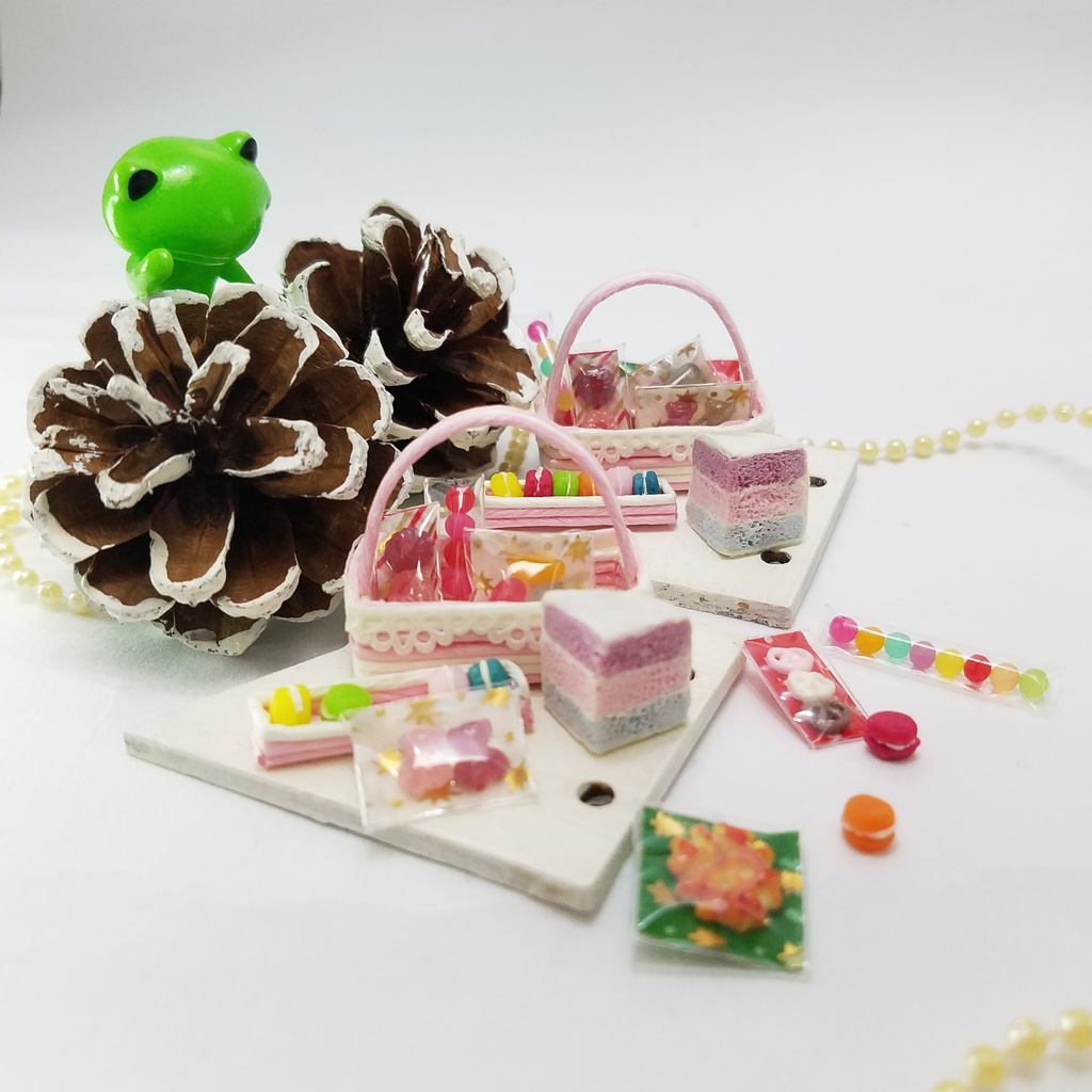 ミニチュアフード♡Xmas.verパステルマカロン&パステルスイーツバスケット