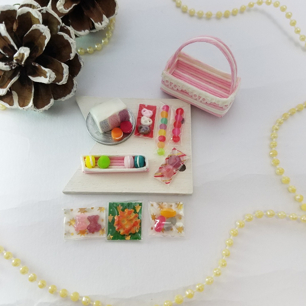 ミニチュアフード♡Xmas.verパステルマカロン&パステルスイーツバスケット