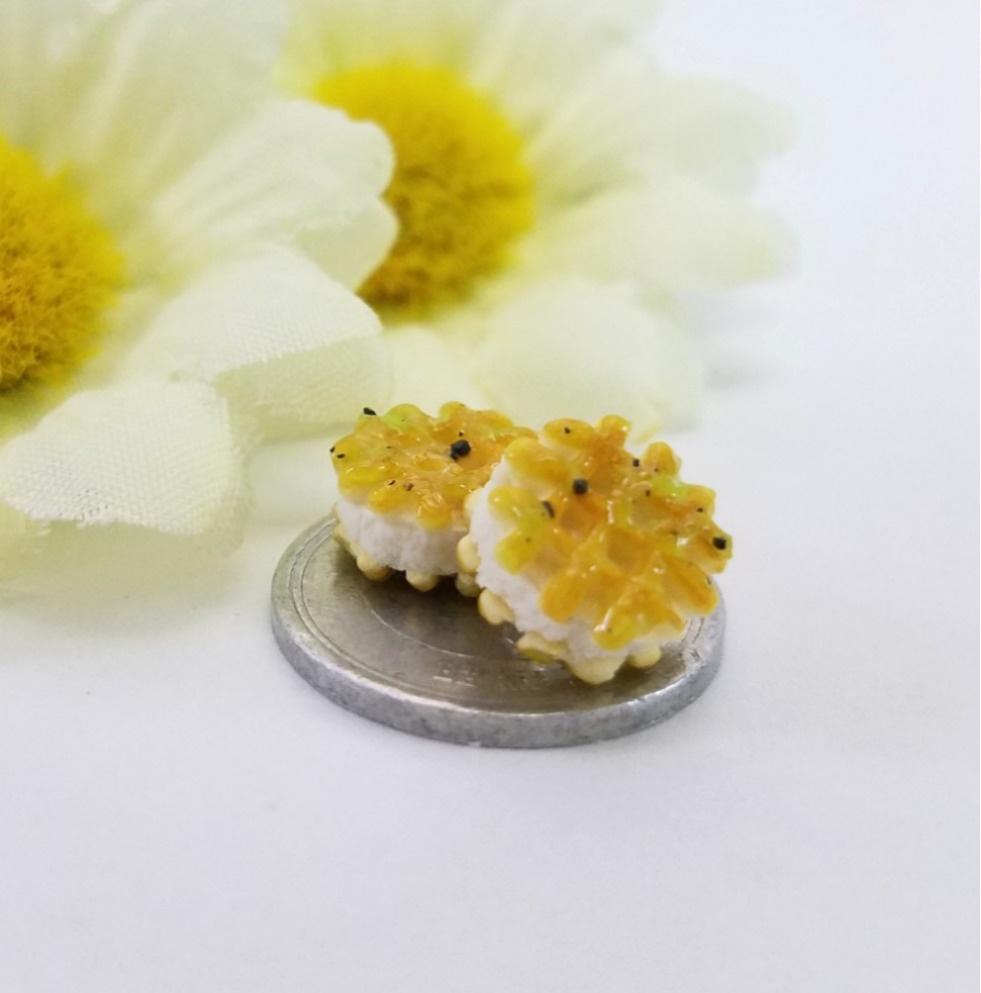 ミニチュアフード♡ワッフルサンドアイスクリーム（キウイジャム）2個セット