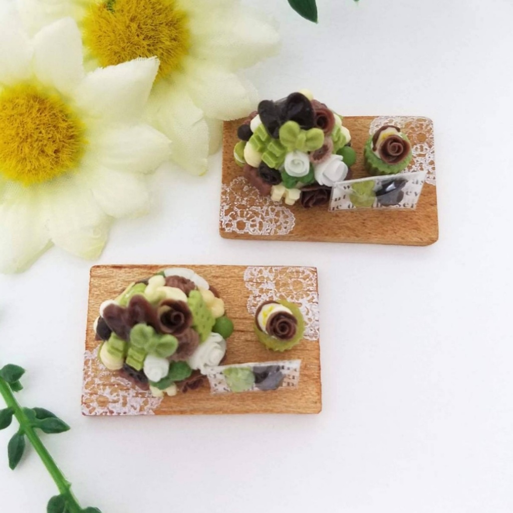 ミニチュアフード♡抹茶チョコスイーツツリー&アニマルスイーツとカップケーキ