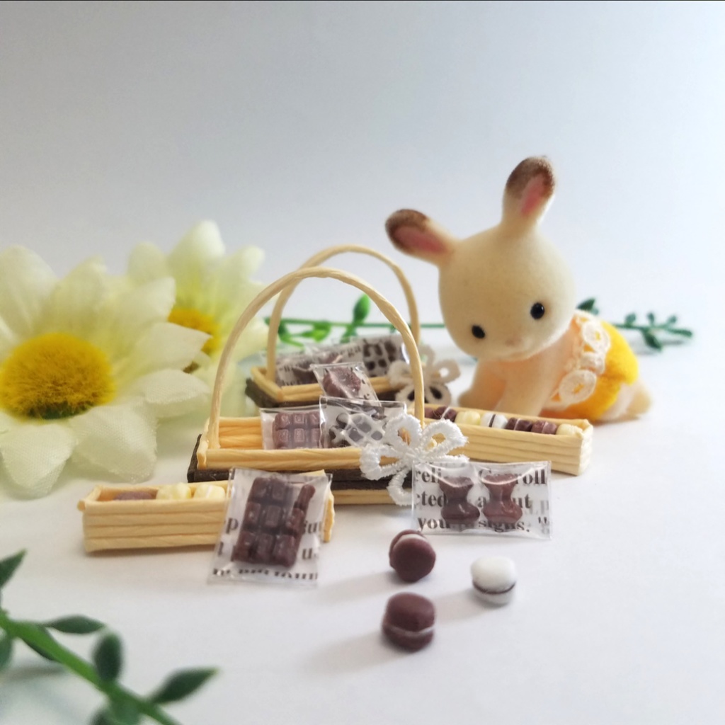 ミニチュアフード♡ミニチュアマカロン&チョコレートスイーツバスケット
