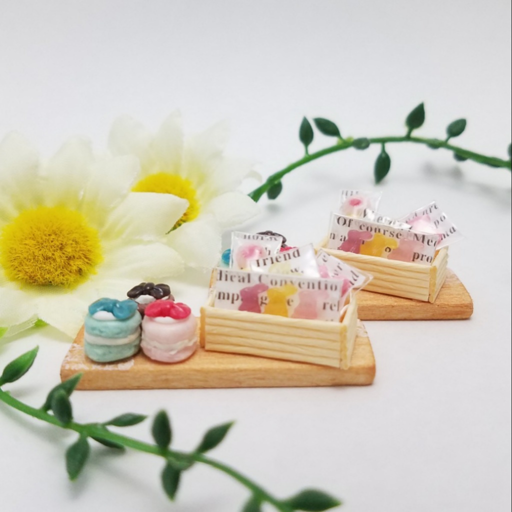 ミニチュアフード♡カラフルリボントゥンカロン&パッケージスイーツセット