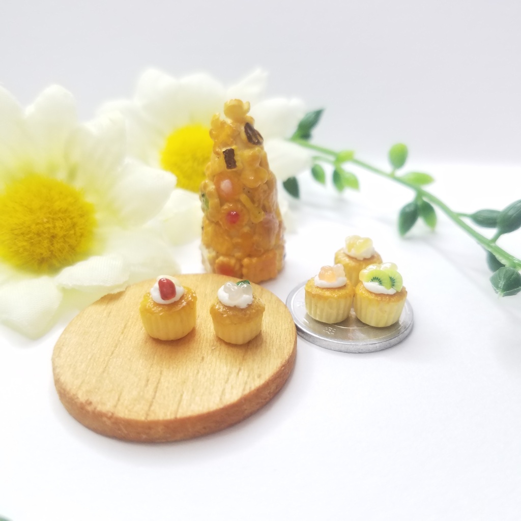 ミニチュアフード♡焼き菓子ツリー&こんがりフルーツカップケーキ