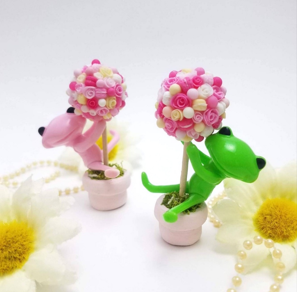 ドールハウスミニチュア雑貨❁プリンセスピンクローズマカロントピアリー
