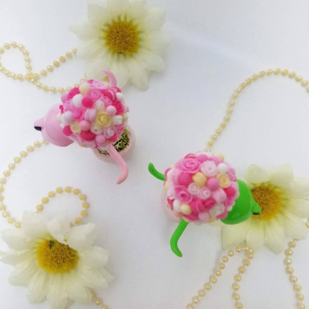 ドールハウスミニチュア雑貨❁プリンセスピンクローズマカロントピアリー