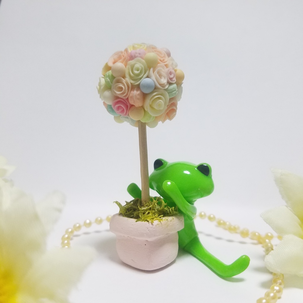 ドールハウスミニチュア雑貨❁パステルカラーローズマカロントピアリー