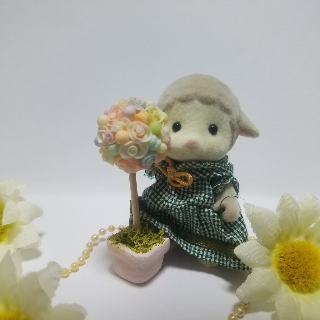 ドールハウスミニチュア雑貨❁パステルカラーローズマカロントピアリー