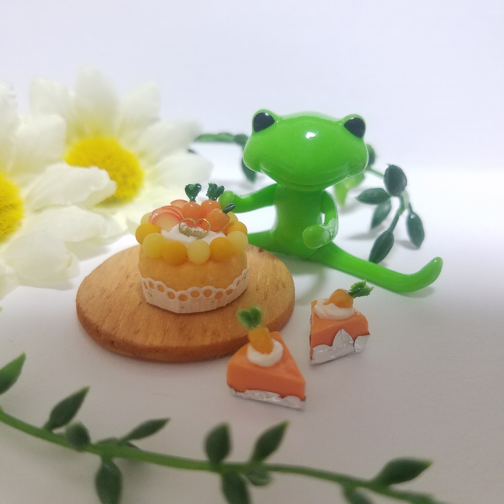 キャロットデコレーションシフォンケーキセット♡ハンドメイドミニチュアフード
