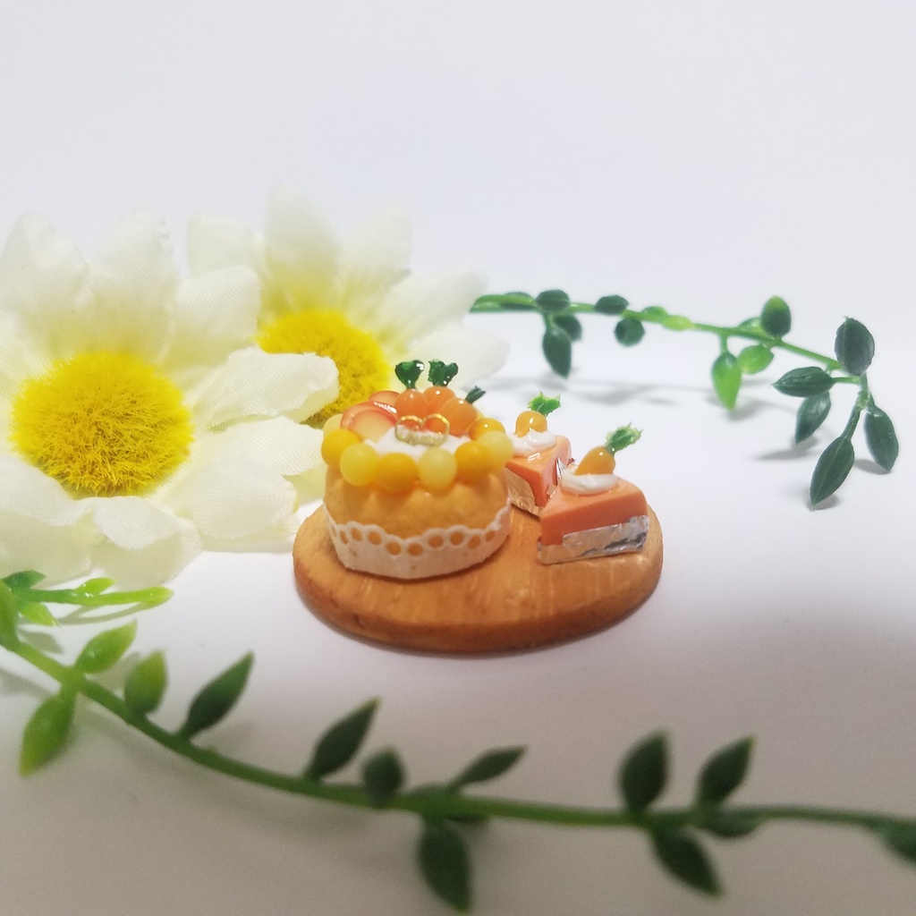 キャロットデコレーションシフォンケーキセット♡ハンドメイドミニチュアフード