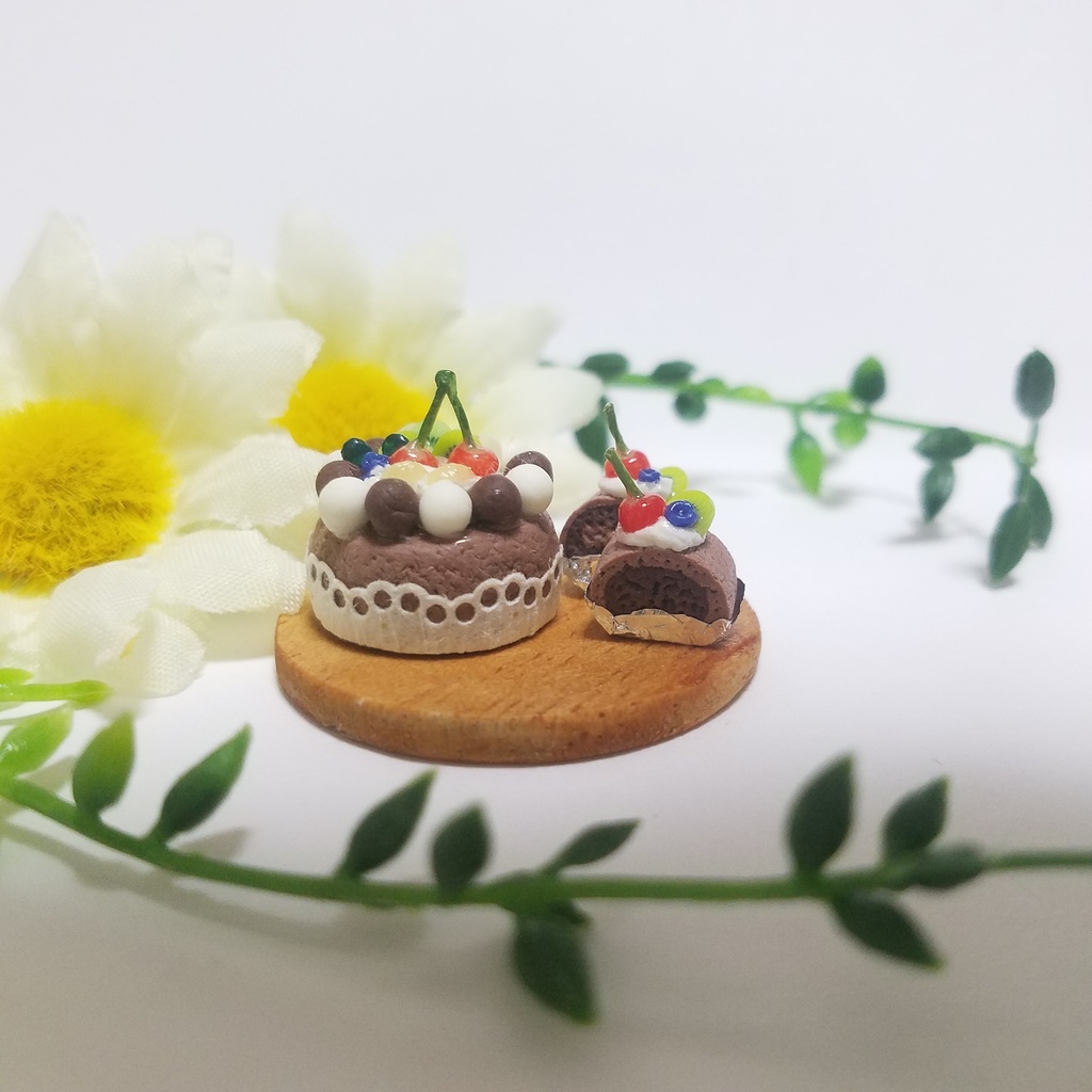さくらののったデコレーションシフォンケーキ♡ハンドメイドミニチュアフード