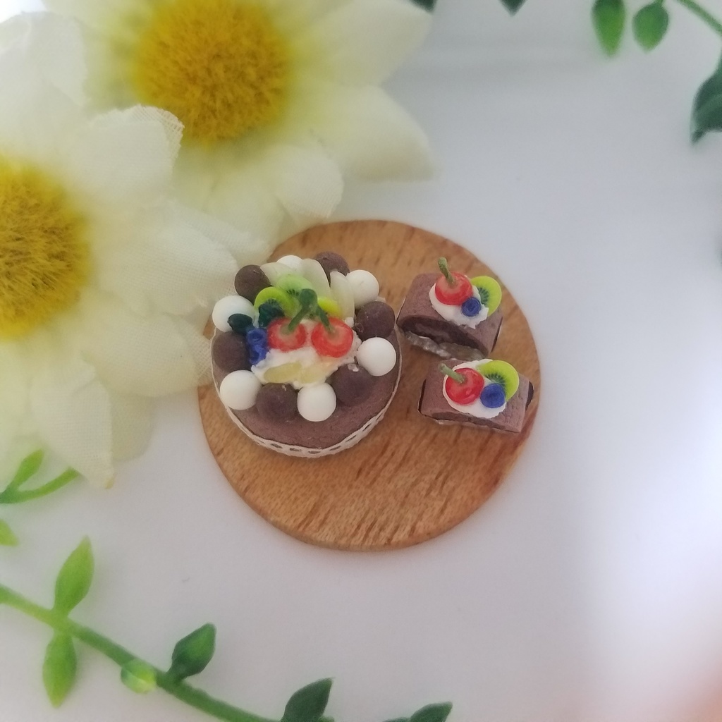 さくらののったデコレーションシフォンケーキ♡ハンドメイドミニチュアフード