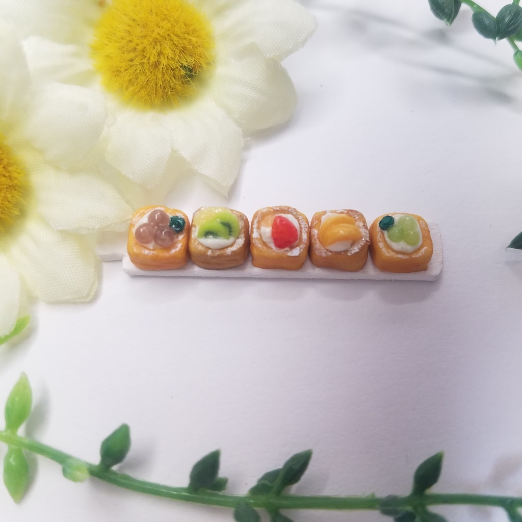 5種のフルーツデニッシュセット♡ハンドメイドミニチュアフード