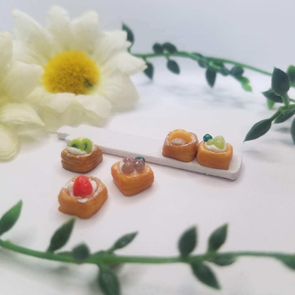 5種のフルーツデニッシュセット♡ハンドメイドミニチュアフード